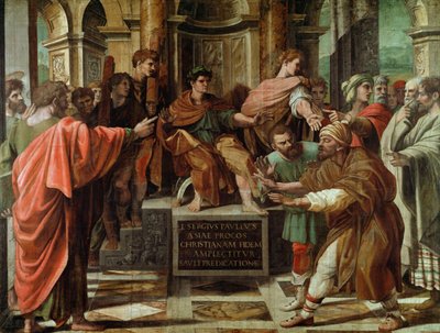The Blinding of Elymas (cartoon for the Sistine Chapel) (pre restoration) by Raffaello Sanzio Raphael
